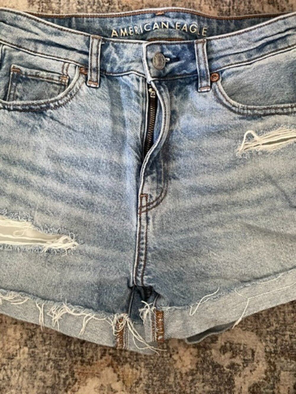 American Eagle Shorts Womens 0 Blue Strigid Mom Short Denim Distressed T11